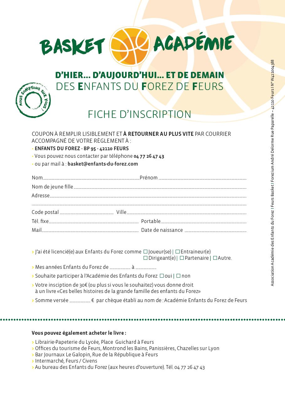 S'inscrire à la Basket Académie